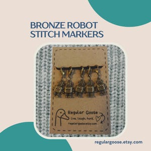 Marcadores de puntadas de robot de bronce antiguo (juego de 5)
