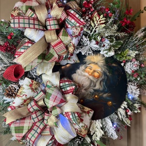 Pre Lit Old World Santa Wreath for Your Front Door. 