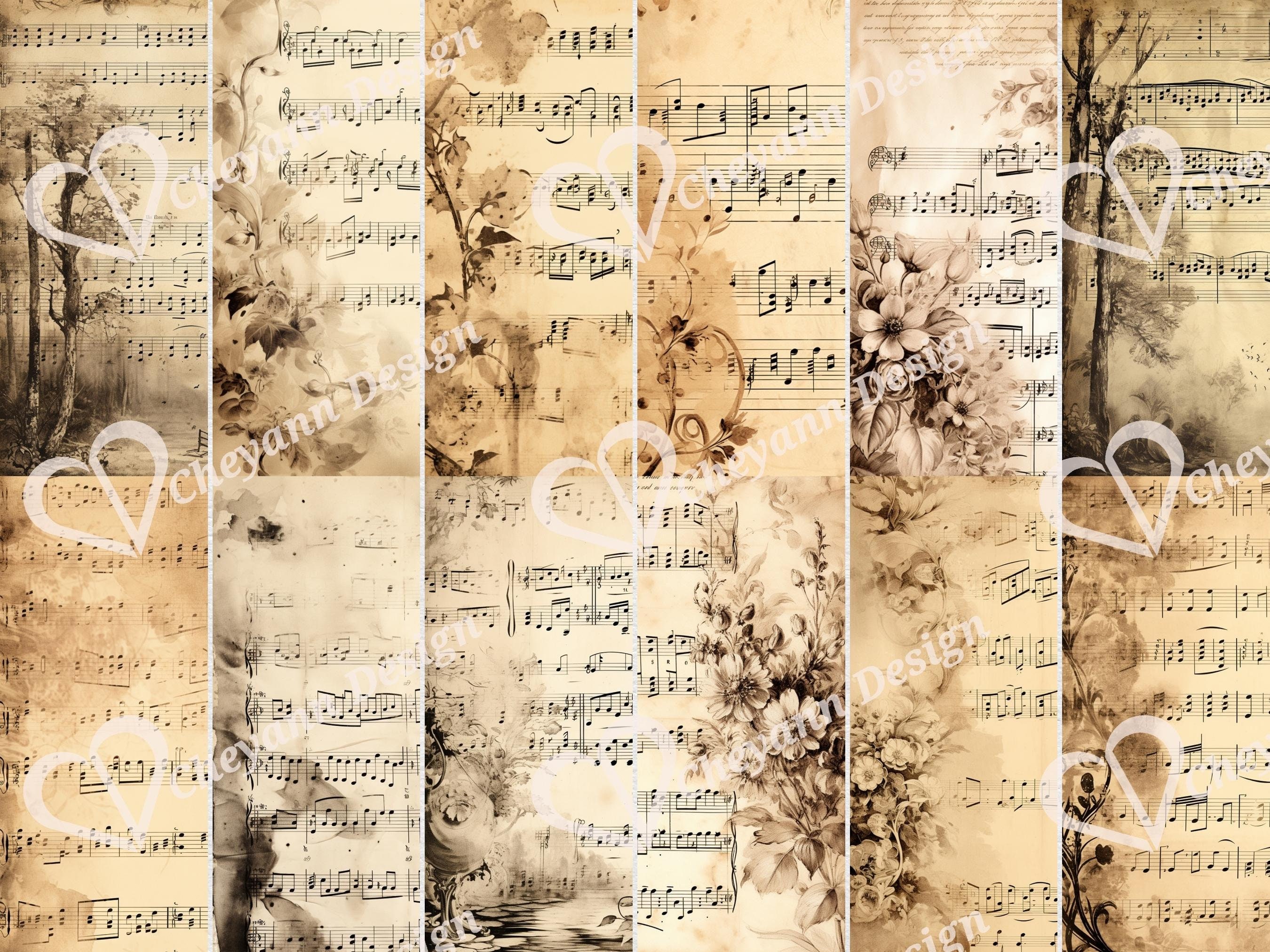 Vintage Sheet Music Digital Paper: Ideal for Scrapbooking, Junk