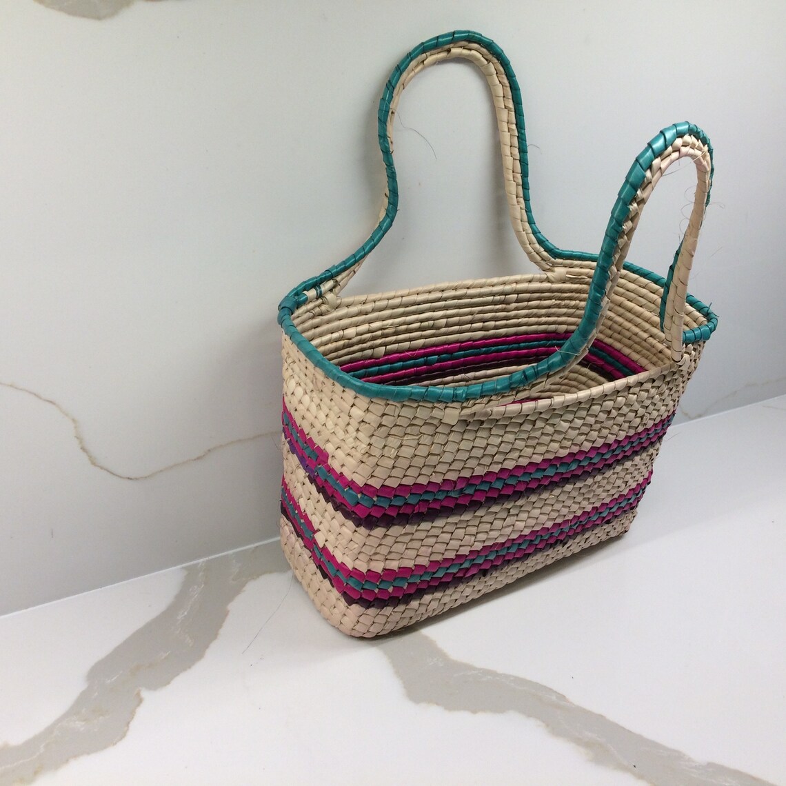 Handwoven Palm Leaf Mexican Tote Bag Colorful Tote Bag - Etsy UK