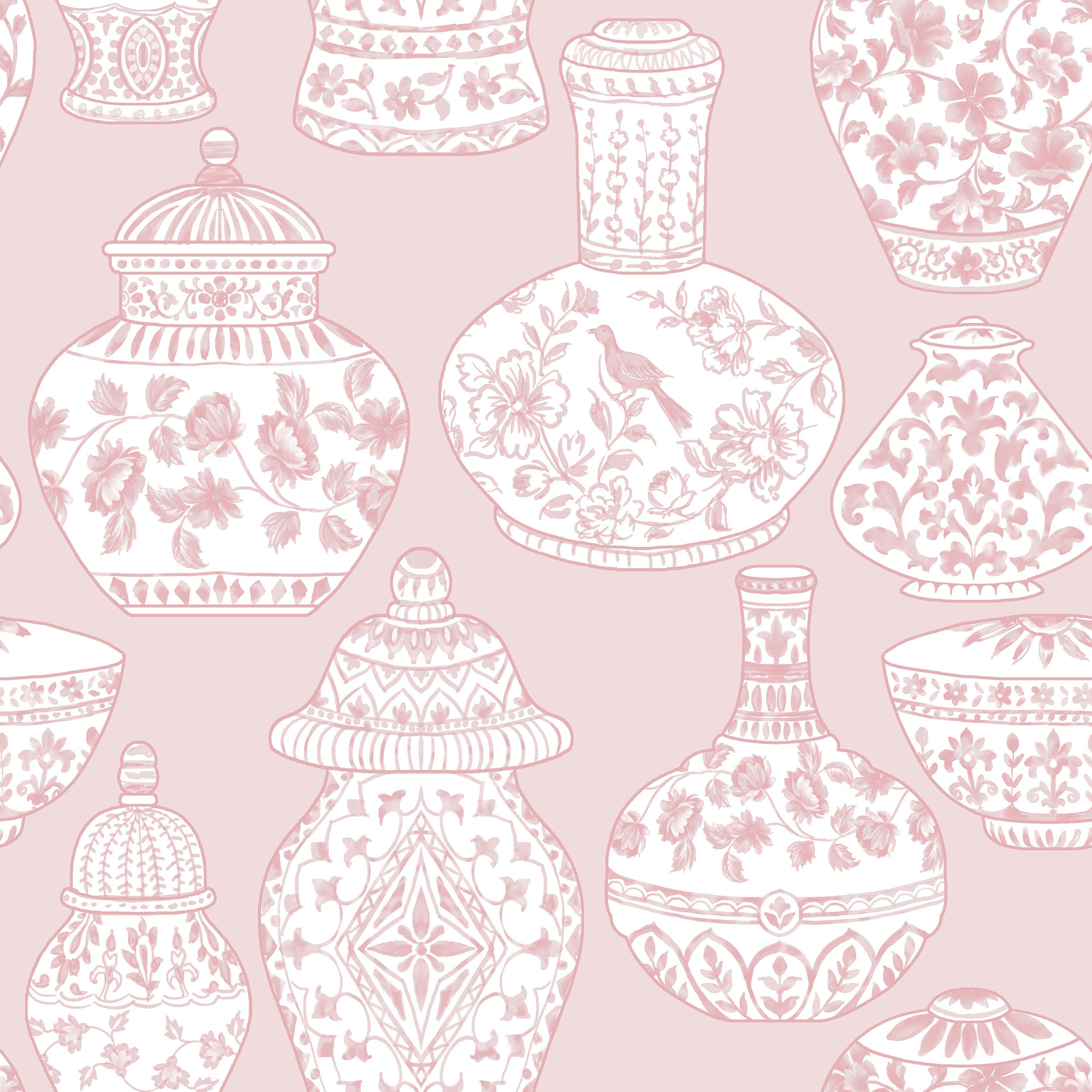 SWATCHPink Ginger Jars Print Wallpaper Removable Peel and Etsy