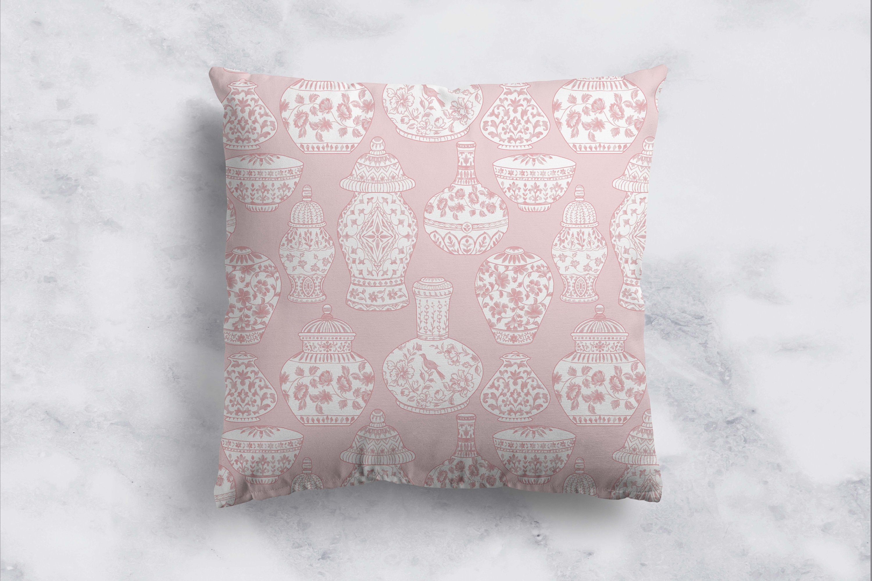 Pink Ginger Jars Fabric Home Decor Pillows Curtains Etsy