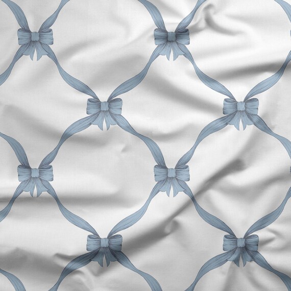 SWATCHBlue Little Bow Print Fabric Home Decor Pillows Etsy