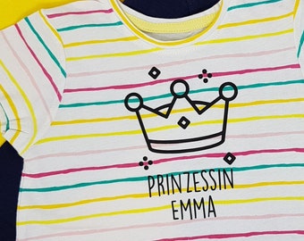 Prinzessinnen-Aufdruck personalisiert zum Selbstaufbügeln auf Kleidung für Kinder-T-Shirts, Bodys, schwarz, weiß, Bügelmotiv, Bügelbild