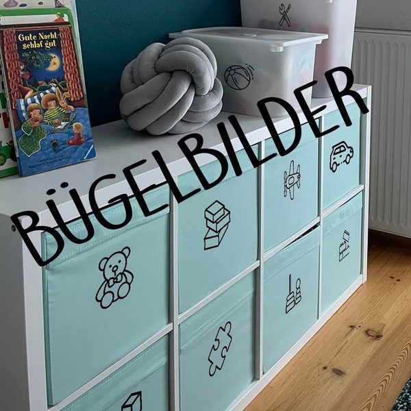 Bügelbild | Ordnungsboxen Beschriftung Kinderzimmer |Spielbox Organisation|Spielzeugaufbewahrung Sticker|Montessori FYSSE DRÖNA SKUBB Ikea