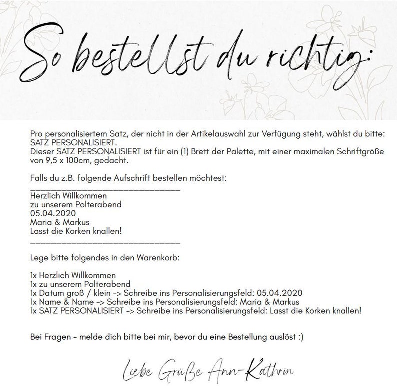 Palettenaufkleber für die Hochzeit personalisiert weiße Schrift Herzen Datum Herzlich Willkommen Polterabend Schild Vinyl Font 4 Bild 2