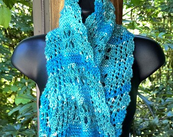 Lovely Lace Scarf in Tones of Turquoise and Blue - All Seasons