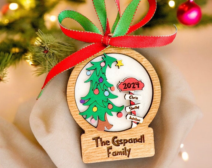 Featured listing image: Personalized Whoville Family Christmas Wooden Ornament