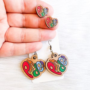 Pride Heart Rainbow Earrings, LGBTQ Pride Earrings, Pride Earrings, Pride Accessories, Pride Earrings Stud/Dangles, Gay Pride, Trans Pride
