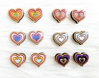 LGBTQ Pride Flag Heart Stud Earrings