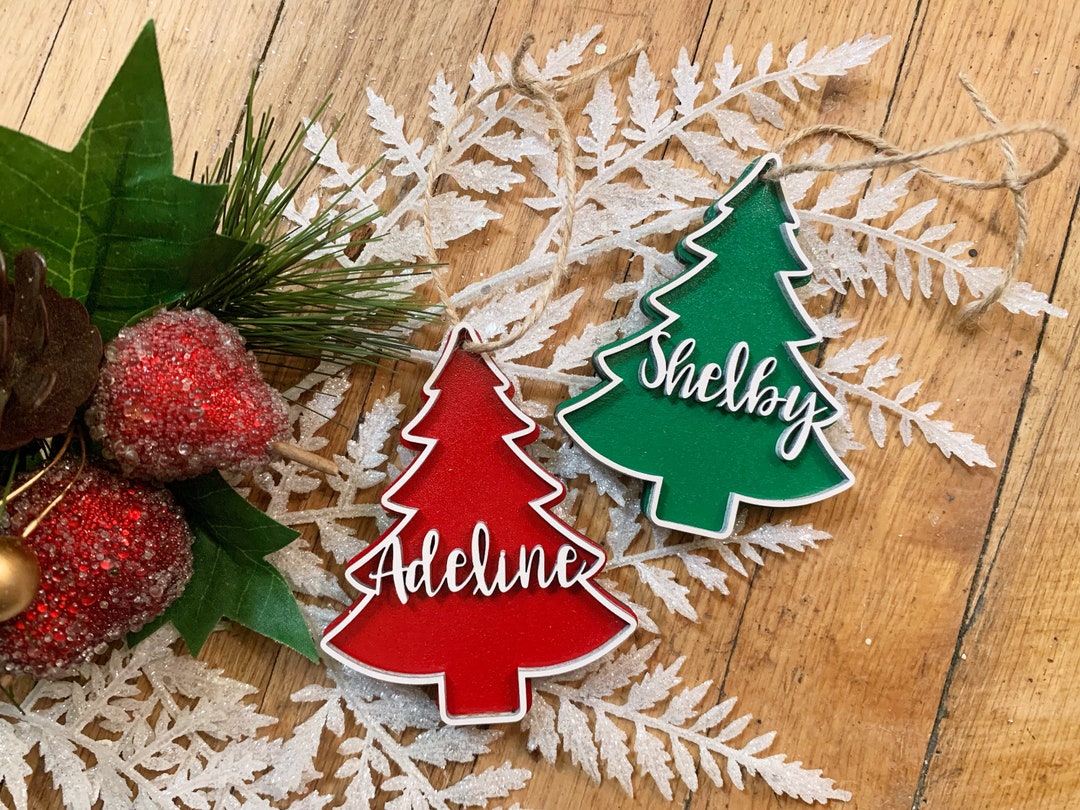 Personalized Name Christmas Ornament, Christmas Tree Ornament, Layered