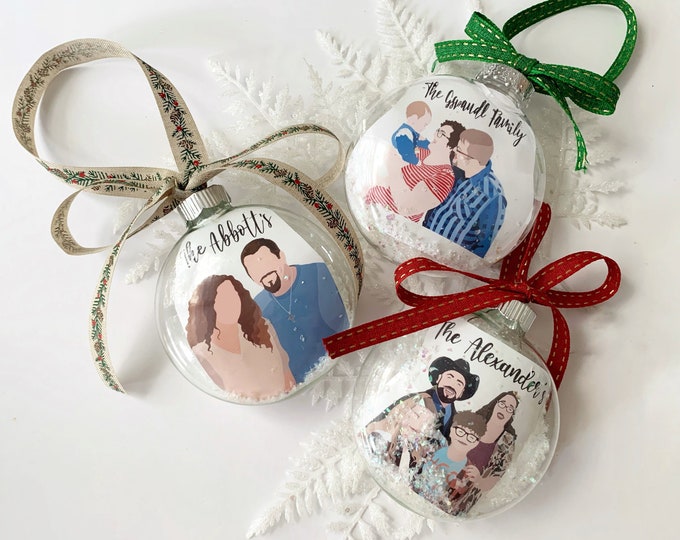 Featured listing image: Custom Family Christmas Ornament, Digital Portrait Ornament, 2022 Christmas Ornament, Personalized Ornament, Family Portrait Ornament