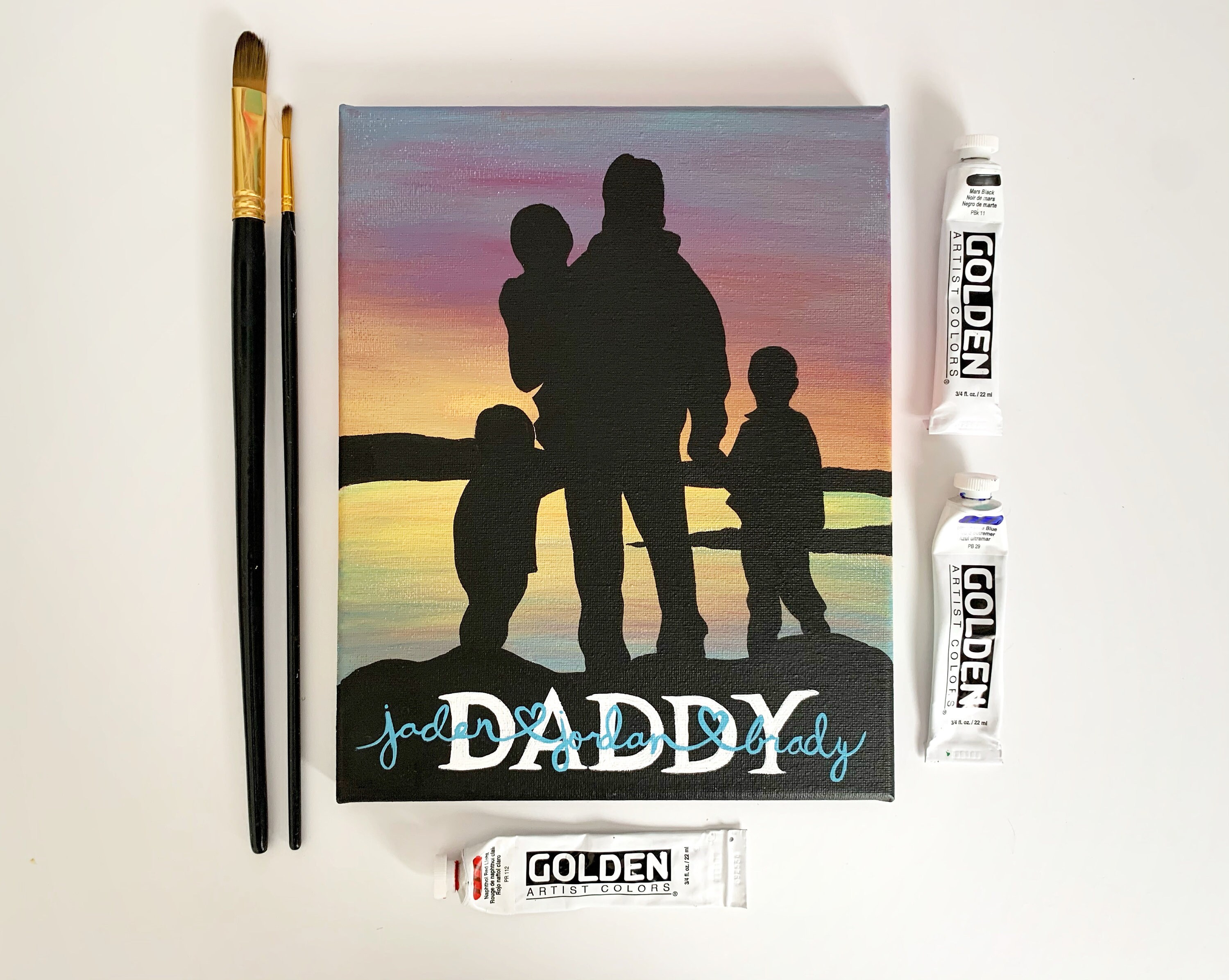 CUSTOM Father's Day Canvas Painting Father Son Etsy