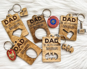 Custom Dad Favorite Superhero Keychain