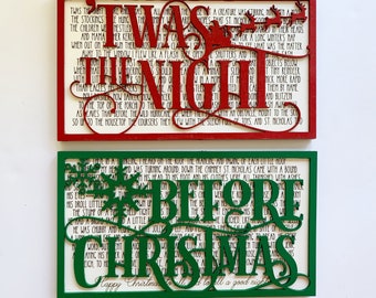 Twas The Night Before Christmas Decor 2 Set Layered Sign