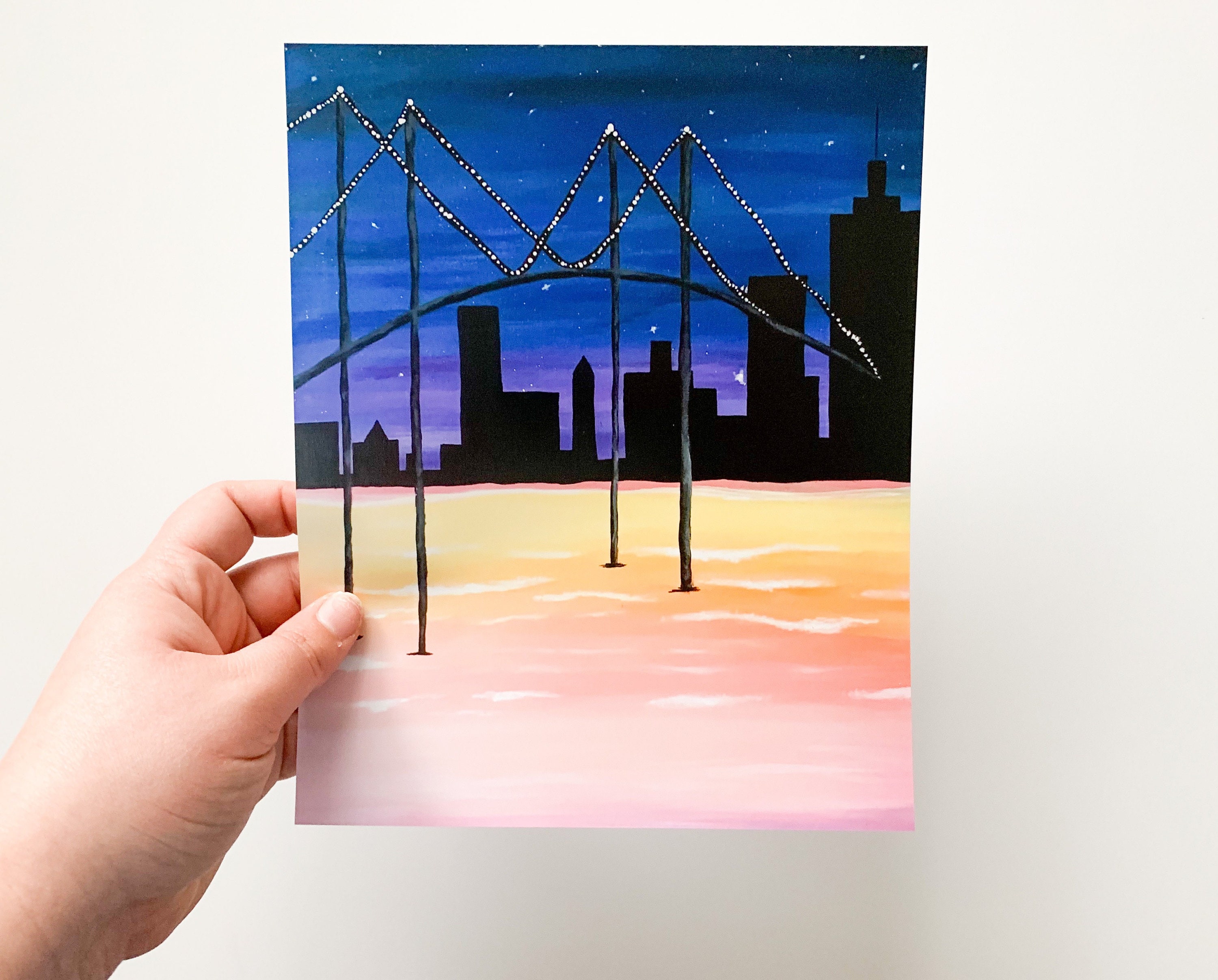 Colorful Cityscape Wall Art Print, Cityscape Art Prints, Wall Decor