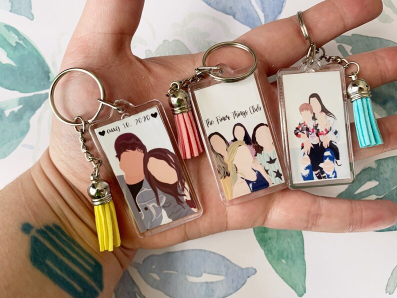 Custom Digital Portrait Keychain Keychain With Photo Etsy