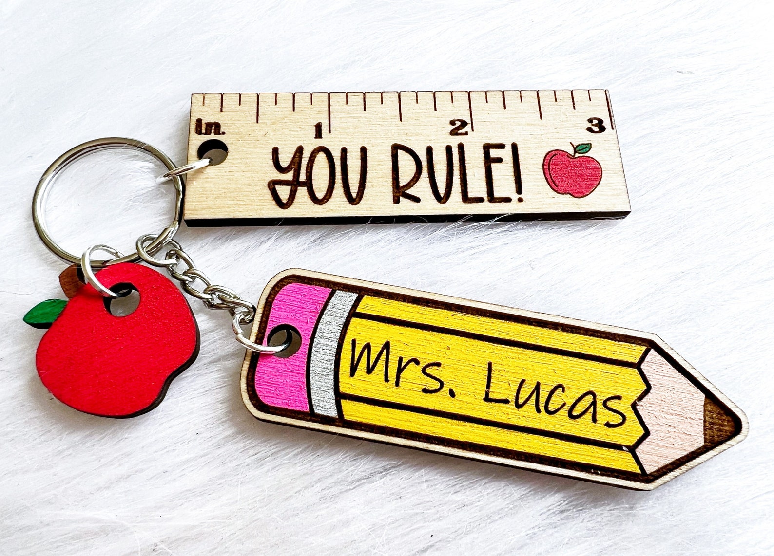 You Rule Teacher Keychain Personalized Teacher Keychain Etsy