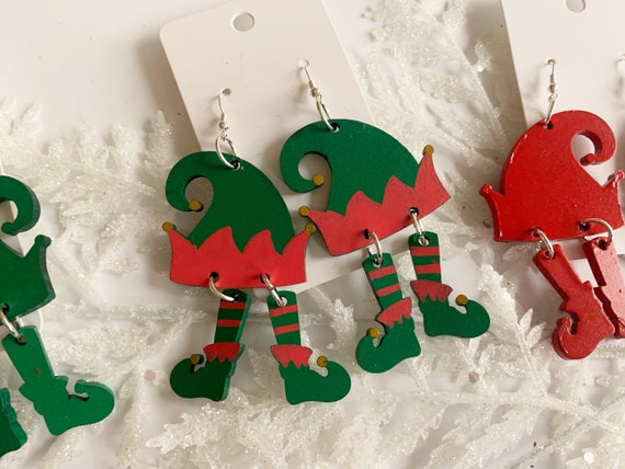 Elf Feet and Hat Dangle Earrings Christmas Elf Feet Hat Dangle Earrings Christmas Dangle Earrings Elf Earrings Elf Hat Earrings Etsy