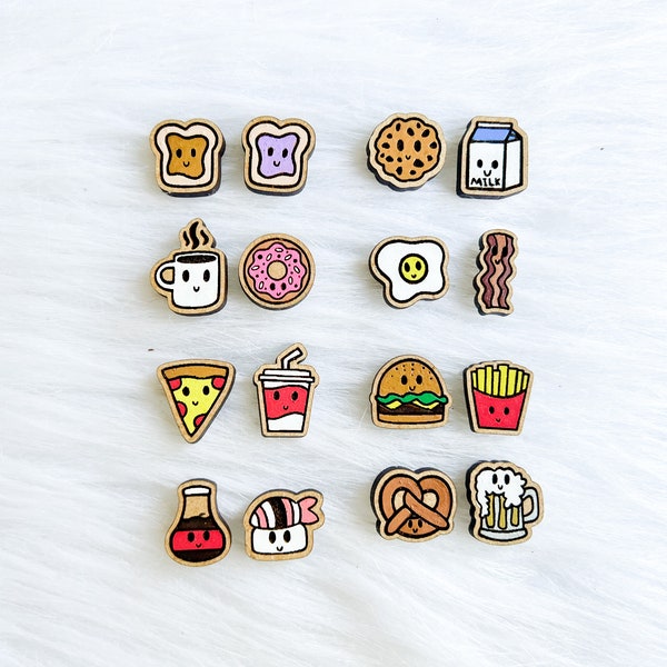 Kawaii Perfect Match Mix & Match Stud Wooden Earrings, Cute Stud Earrings