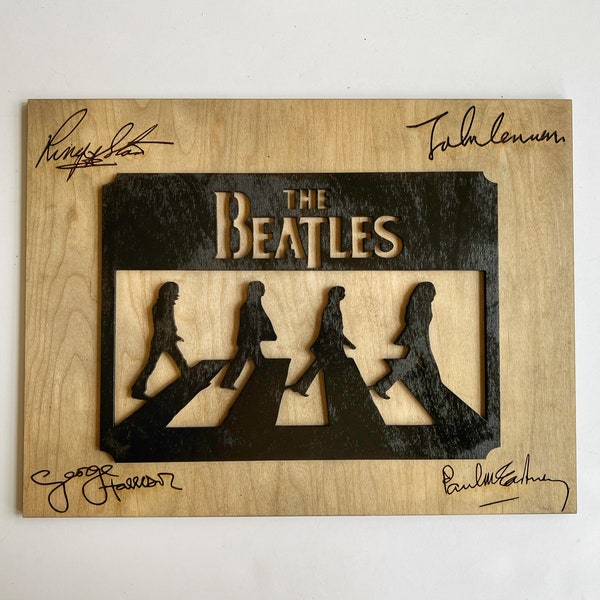 The Beatles Wooden Sign with Autographs, The Beatles Sign, The Beatles Abbey Road Sign, John Lennon Autograph, The Beatles Gifts, Wooden