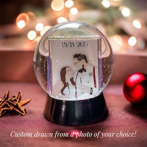 Custom Minimalistic Portrait in Snow globe, Christmas Snow Globe, Custom Portrait Snow Globe, Family Portrait Snow Globe, Custom Snow Globe