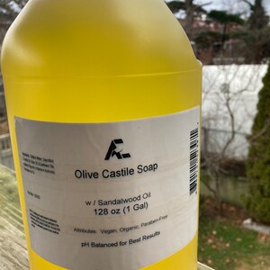 Organic Sandalwood Castile Soap 1 Gallon (128 oz) Size