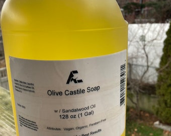 Organic Sandalwood Castile Soap 1 Gallon (128 oz) Size