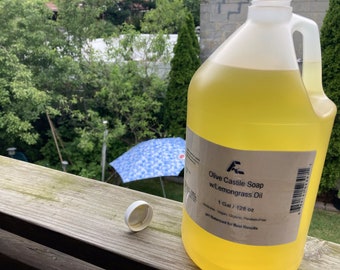 Organic Lemongrass Castile Soap 1 Gallon (128 oz) Size