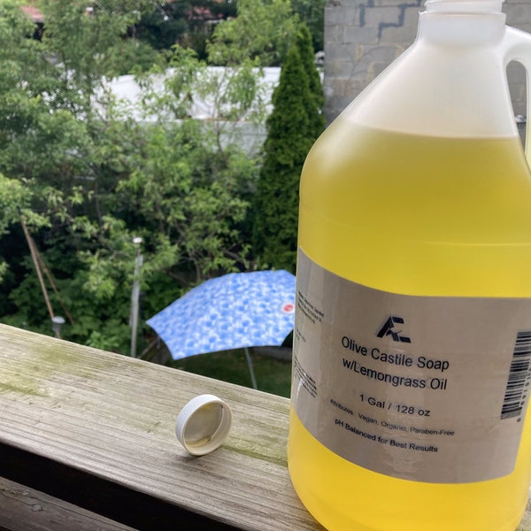 Organic Lemongrass Castile Soap 1 Gallon (128 oz) Size