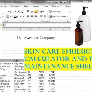 Skincare /BodyCare Recipe Calculator - Bach Maintenance Sheet