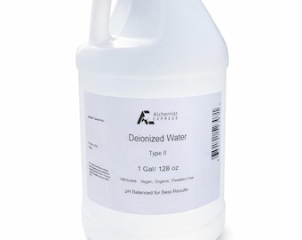 Deionized Water (Type II) Ideal for Cosmetic, Lab or Electronic Work 1 Gallon (128 oz) - 4 Gal Size