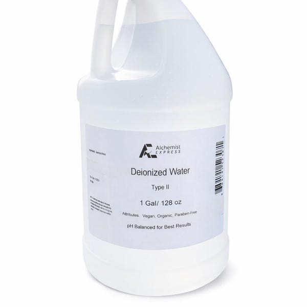 Deionized Water (Type II) Ideal for Cosmetic, Lab or Electronic Work 1 Gallon (128 oz) - 4 Gal Size
