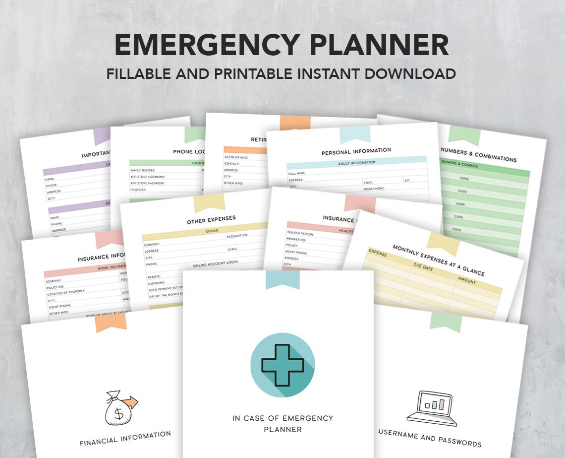 Family in Case of Emergency Binder Printable + Fillable PDF, Just in ...