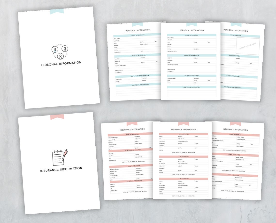 Family in Case of Emergency Binder Printable + Fillable PDF, Just in ...