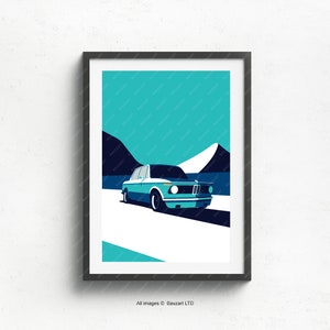BMW e10 2002 printed on natural white matte fine art paper, gift, art car, illustrations, poster, birthdays, wall print