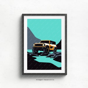 Ford bronco jeep 4x4, gift, poster, car print, fathers day, vintage, birthdays