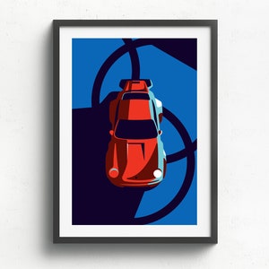 Porsche 911 Turbo Stampato su carta fine art bianca opaca naturale, regalo, illustrazioni, poster, stampa auto, compleanno, stampa murale, festa del papà