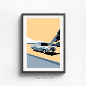 Mercedes Benz  200d w110 printed on matte fine art paper, gift, art car, illustrations, poster, birthdays, wall print