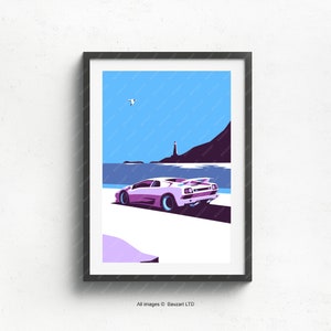 Lamborghini Diablo stampato su carta fine art bianca opaca naturale, regalo, stampa da parete, poster, stampa di auto, festa del papà, vintage