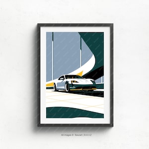 Porsche Taycan printed natural fine art paper, gift, classic art, poster, car print, birthday, poster print, fathers day