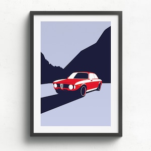 Alfa Romeo Giulia printed on natural white matte fine art paper, gift, wall print, poster, car print, fathers day, classic car