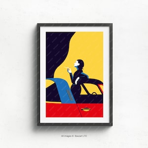 Lady di Porsche Targa stampata su carta fine art bianca naturale, regalo, illustrazioni, poster, stampa auto, festa del papà, stampa murale