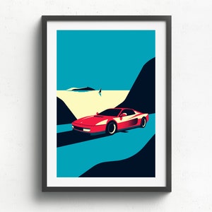 Ferrari testarossa Printed on natural white matte fine art paper, gift, vintage, poster, car print, fathers day, wall print, art prints