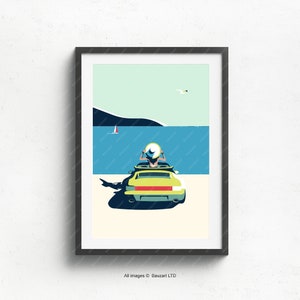 Porsche 911 Cabriolet, cadeau, illustrations, affiche, impression de voiture, anniversaire, impression murale, fête des pères