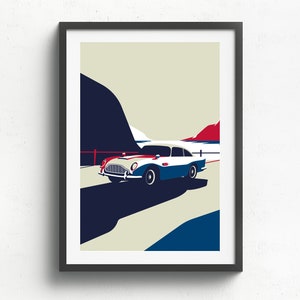 Aston Martin DB5 printed on natural white matte fine art paper, gift, art car, illustrations, poster, birthdays, wall print