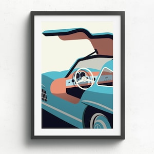 Mercedes Benz 300 SL Gullwing, regalos, regalos, cartel, arte, día del padre
