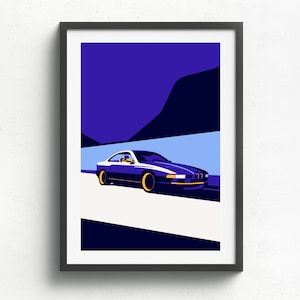 BMW 8 series printed on natural white matte fine art paper, gift, art car, illustrations, poster, birthdays, wall print