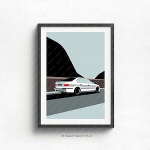 Get along with BMW M5 e39 printed on natural white matte fine art paper, gift, art car, illustrations, poster, birthdays, wall print