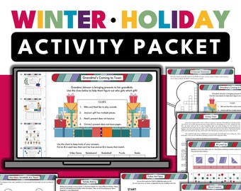 Winter Holiday Fun Activity Packet | Grades 3-6 | Math ELA Brain Teasers Puzzles